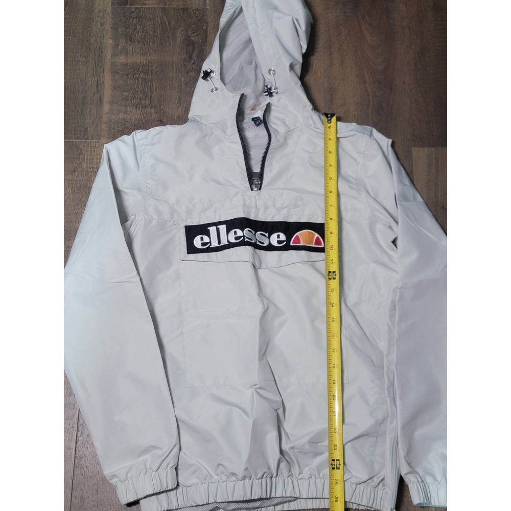 Ellesse Windbreaker Pullover Anorak Jacket Hoodie Beige Mens‎ Small Logo